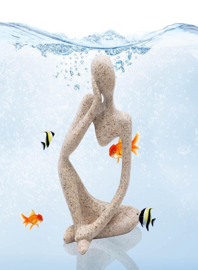 Oooct Sandstone Thinker Statue Fish Tank Decor Small Fish Aquarium Decorations Fish Tank Abstract Aesthetic Decorative Ornaments - Image 2
